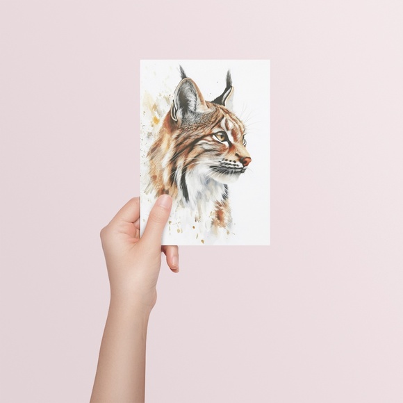 Watercolor Lynx Portrait Wall Art Illustration Print Poster Unframed - Picture 6 of 9